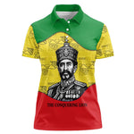 Haile Selassie I Women Polo Shirt Ethiopia Lion of Judah and Conquering Lion Pattern Tribute - African Pride