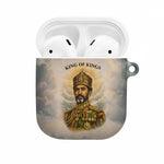 Haile Selassie I Ethiopia AirPods Case with King of Kings and Conquering Lion Cloud Rays and Regal Portrait - African Pride