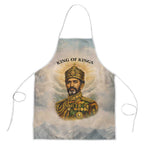 Haile Selassie I Ethiopia Apron with King of Kings and Conquering Lion Cloud Rays and Regal Portrait - African Pride