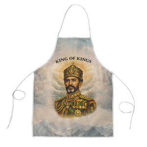 Haile Selassie I Ethiopia Apron with King of Kings and Conquering Lion Cloud Rays and Regal Portrait - African Pride