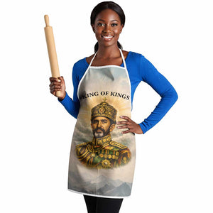 Haile Selassie I Ethiopia Apron with King of Kings and Conquering Lion Cloud Rays and Regal Portrait - African Pride
