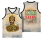 Haile Selassie I Ethiopia Basketball Jersey with King of Kings and Conquering Lion Cloud Rays and Regal Portrait