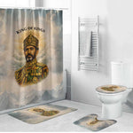 Haile Selassie I Ethiopia Bathroom Set with King of Kings and Conquering Lion Cloud Rays and Regal Portrait - African Pride