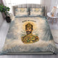 Haile Selassie I Ethiopia Bedding Set with King of Kings and Conquering Lion Cloud Rays and Regal Portrait - African Pride