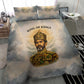 Haile Selassie I Ethiopia Bedding Set with King of Kings and Conquering Lion Cloud Rays and Regal Portrait - African Pride