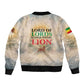 Haile Selassie I Ethiopia Bomber Jacket with King of Kings and Conquering Lion Cloud Rays and Regal Portrait