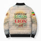 Haile Selassie I Ethiopia Bomber Puffer Jacket with King of Kings and Conquering Lion Cloud Rays and Regal Portrait