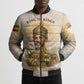 Haile Selassie I Ethiopia Bomber Puffer Jacket with King of Kings and Conquering Lion Cloud Rays and Regal Portrait