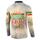 Haile Selassie I Ethiopia Button Sweatshirt with King of Kings and Conquering Lion Cloud Rays and Regal Portrait