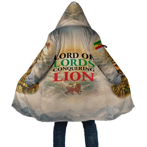 Haile Selassie I Ethiopia Cloak with King of Kings and Conquering Lion Cloud Rays and Regal Portrait