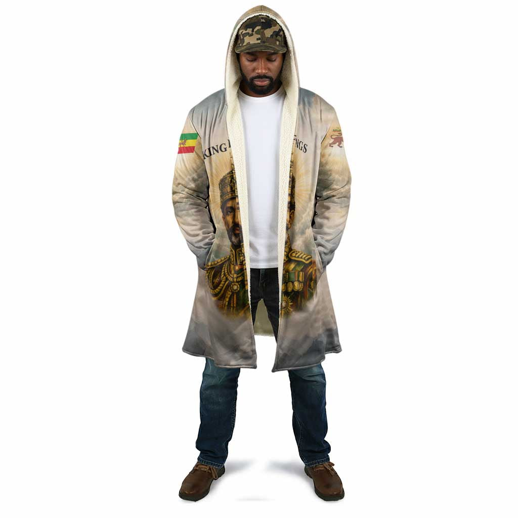 Haile Selassie I Ethiopia Cloak with King of Kings and Conquering Lion Cloud Rays and Regal Portrait