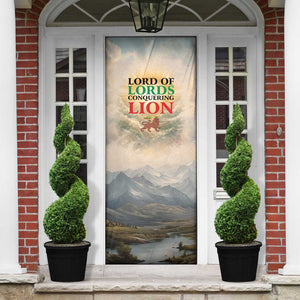 Haile Selassie I Ethiopia Door Cover with King of Kings and Conquering Lion Cloud Rays and Regal Portrait - African Pride