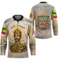 Haile Selassie I Ethiopia Hockey Jersey with King of Kings and Conquering Lion Cloud Rays and Regal Portrait