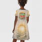 Haile Selassie I Ethiopia Kid Short Sleeve Dress with King of Kings and Conquering Lion Cloud Rays and Regal Portrait