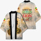 Haile Selassie I Ethiopia Kimono with King of Kings and Conquering Lion Cloud Rays and Regal Portrait