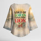 Haile Selassie I Ethiopia Kimono Sleeve Blouse with King of Kings and Conquering Lion Cloud Rays and Regal Portrait
