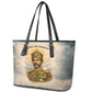 Haile Selassie I Ethiopia Leather Tote Bag with King of Kings and Conquering Lion Cloud Rays and Regal Portrait - African Pride