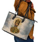 Haile Selassie I Ethiopia Leather Tote Bag with King of Kings and Conquering Lion Cloud Rays and Regal Portrait - African Pride