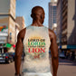 Haile Selassie I Ethiopia Men Tank Top with King of Kings and Conquering Lion Cloud Rays and Regal Portrait