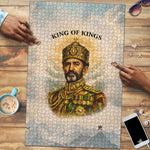 Haile Selassie I Ethiopia Puzzle with King of Kings and Conquering Lion Cloud Rays and Regal Portrait - African Pride