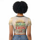 Haile Selassie I Ethiopia Raglan Cropped T shirt with King of Kings and Conquering Lion Cloud Rays and Regal Portrait
