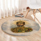 Haile Selassie I Ethiopia Round Carpet with King of Kings and Conquering Lion Cloud Rays and Regal Portrait - African Pride