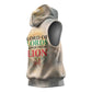 Haile Selassie I Ethiopia Sleeveless Hoodie with King of Kings and Conquering Lion Cloud Rays and Regal Portrait