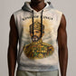 Haile Selassie I Ethiopia Sleeveless Hoodie with King of Kings and Conquering Lion Cloud Rays and Regal Portrait