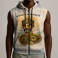 Haile Selassie I Ethiopia Sleeveless Zip Hoodie with King of Kings and Conquering Lion Cloud Rays and Regal Portrait