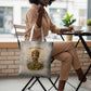 Haile Selassie I Ethiopia Tote Bag with King of Kings and Conquering Lion Cloud Rays and Regal Portrait - African Pride
