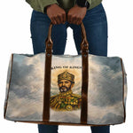 Haile Selassie I Ethiopia Travel Bag with King of Kings and Conquering Lion Cloud Rays and Regal Portrait - African Pride