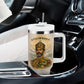 Haile Selassie I Ethiopia Tumbler With Handle with King of Kings and Conquering Lion Cloud Rays and Regal Portrait - African Pride