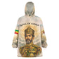 Haile Selassie I Ethiopia Wearable Blanket Hoodie with King of Kings and Conquering Lion Cloud Rays and Regal Portrait