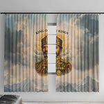Haile Selassie I Ethiopia Window Curtain with King of Kings and Conquering Lion Cloud Rays and Regal Portrait - African Pride