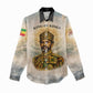 Haile Selassie I Ethiopia Women Casual Shirt with King of Kings and Conquering Lion Cloud Rays and Regal Portrait