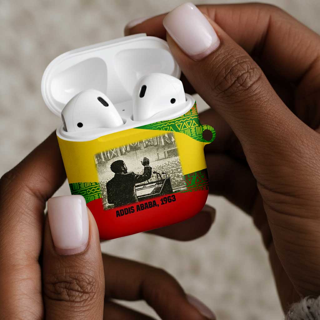 Ethiopia Haile Selassie I AirPods Case with Addis Ababa 1963 Speech Quote Pan-African Flag Colors and Kente Pattern - African Pride