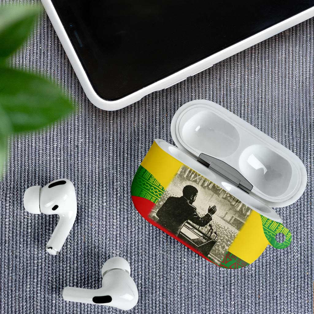 Ethiopia Haile Selassie I AirPods Case with Addis Ababa 1963 Speech Quote Pan-African Flag Colors and Kente Pattern - African Pride
