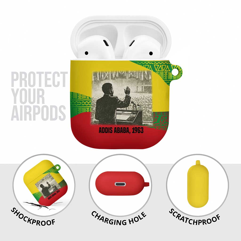 Ethiopia Haile Selassie I AirPods Case with Addis Ababa 1963 Speech Quote Pan-African Flag Colors and Kente Pattern - African Pride