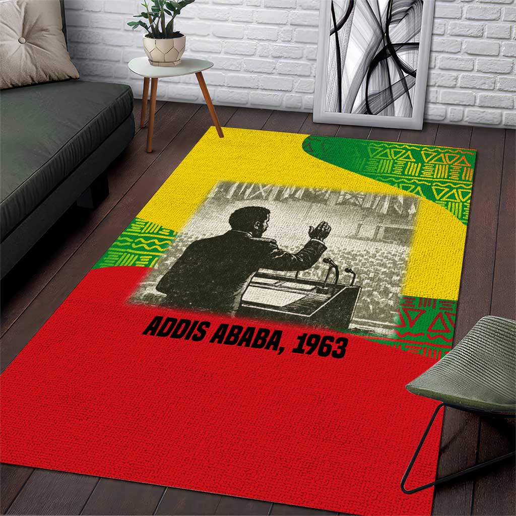 Ethiopia Haile Selassie I Area Rug with Addis Ababa 1963 Speech Quote ...