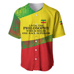 Ethiopia Haile Selassie I Baseball Jersey with Addis Ababa 1963 Speech Quote Pan-African Flag Colors and Kente Pattern