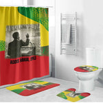 Ethiopia Haile Selassie I Bathroom Set with Addis Ababa 1963 Speech Quote Pan-African Flag Colors and Kente Pattern - African Pride