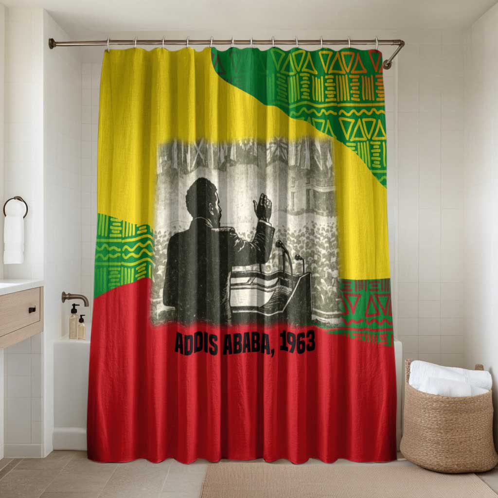 Ethiopia Haile Selassie I Bathroom Set with Addis Ababa 1963 Speech Quote Pan-African Flag Colors and Kente Pattern - African Pride