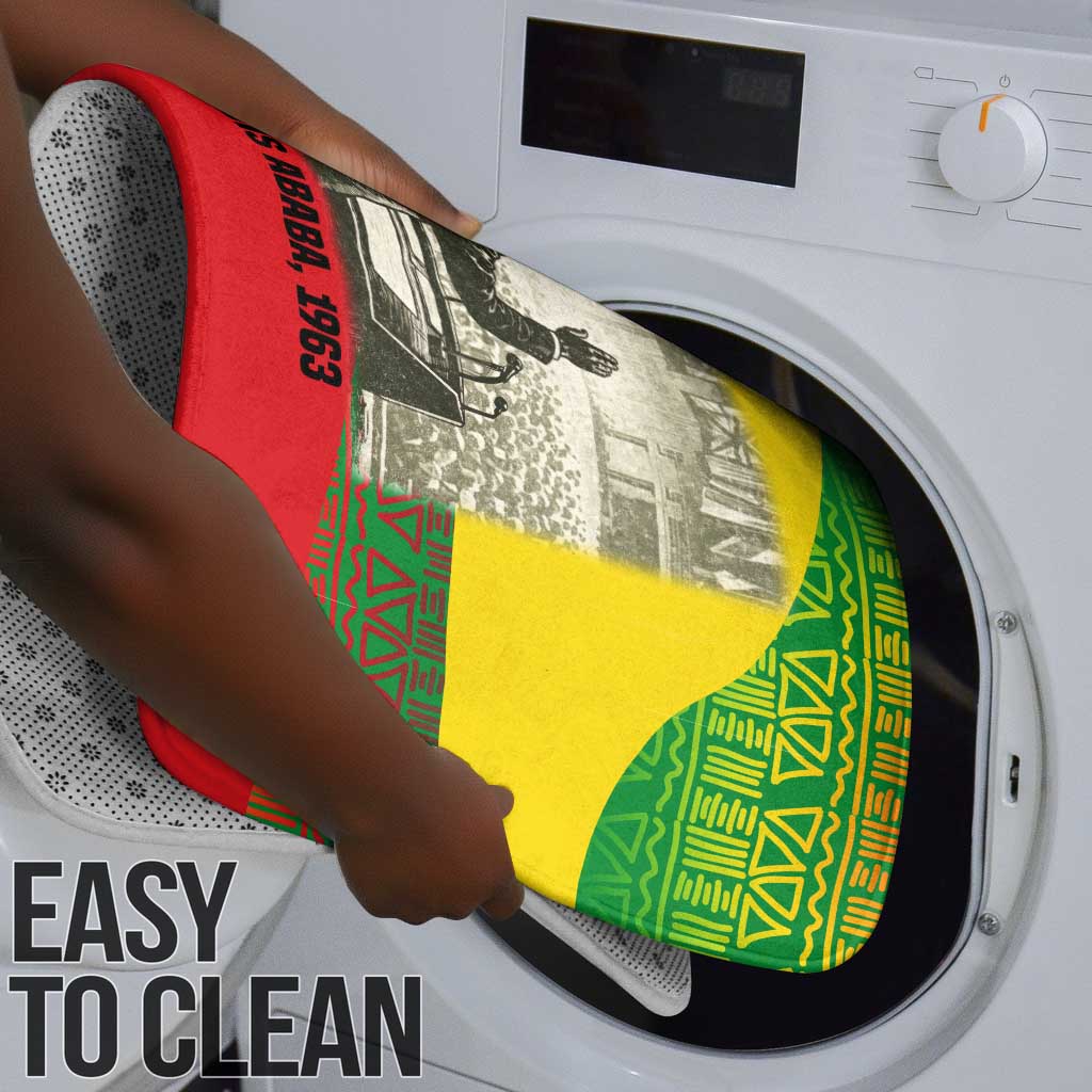 Ethiopia Haile Selassie I Bathroom Set with Addis Ababa 1963 Speech Quote Pan-African Flag Colors and Kente Pattern - African Pride