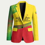 Ethiopia Haile Selassie I Blazer with Addis Ababa 1963 Speech Quote Pan-African Flag Colors and Kente Pattern
