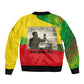 Ethiopia Haile Selassie I Bomber Jacket with Addis Ababa 1963 Speech Quote Pan-African Flag Colors and Kente Pattern