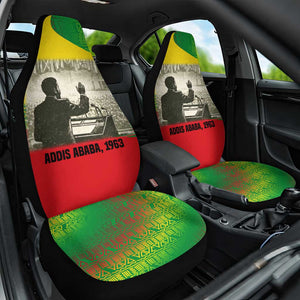 Ethiopia Haile Selassie I Car Seat Cover with Addis Ababa 1963 Speech Quote Pan-African Flag Colors and Kente Pattern - African Pride