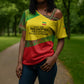 Ethiopia Haile Selassie I Cross Shoulder Shirt with Addis Ababa 1963 Speech Quote Pan-African Flag Colors and Kente Pattern