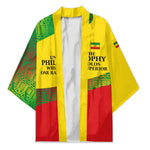 Ethiopia Haile Selassie I Kimono with Addis Ababa 1963 Speech Quote Pan-African Flag Colors and Kente Pattern