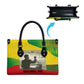 Ethiopia Haile Selassie I Leather Bag with Addis Ababa 1963 Speech Quote Pan-African Flag Colors and Kente Pattern - African Pride