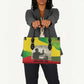 Ethiopia Haile Selassie I Leather Bag with Addis Ababa 1963 Speech Quote Pan-African Flag Colors and Kente Pattern - African Pride